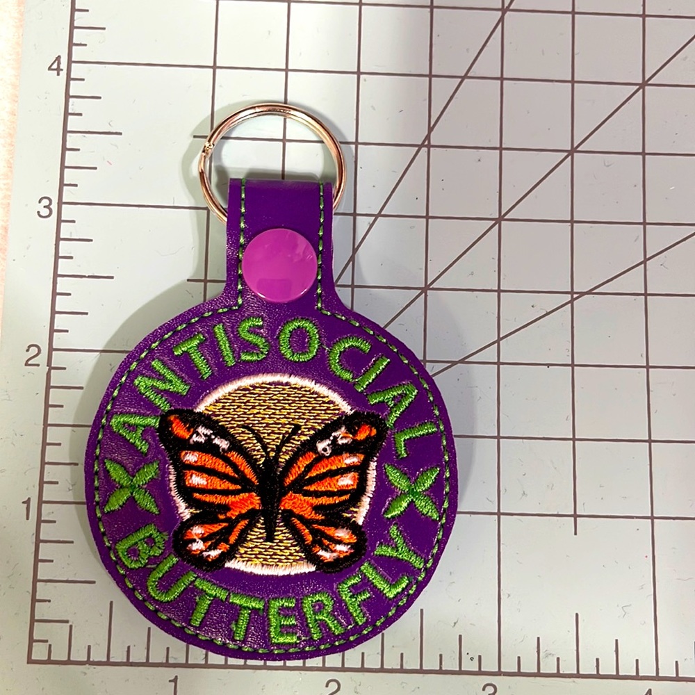 Antisocial butterfly key chain key fob